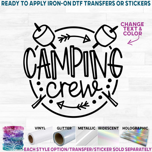 (s228-3I) Camping Crew Besties Squad Tribe Custom Text Marshmallows Marshmallow Sticks Custom Text