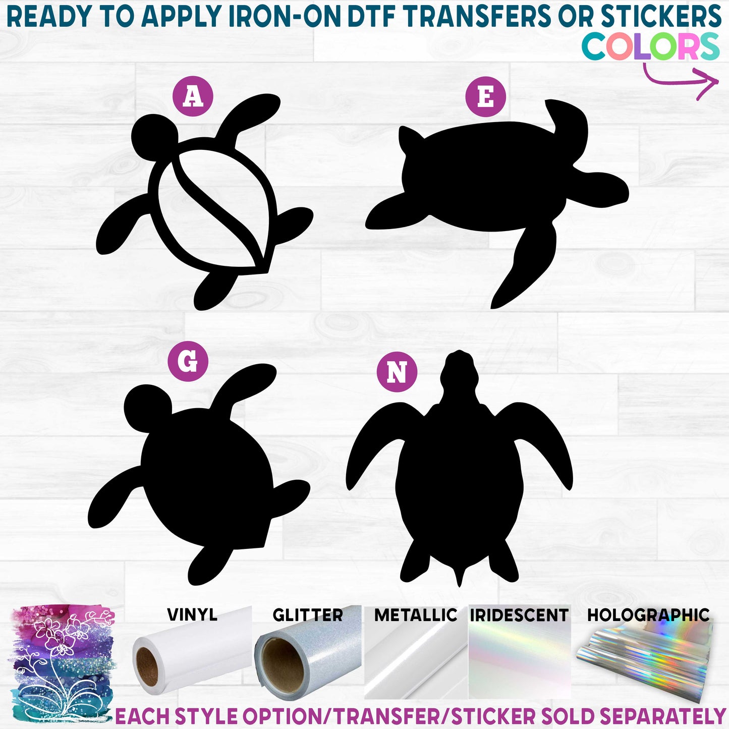 (s022) Tropical Sea Turtles Printed Heat Transfer or Sticker