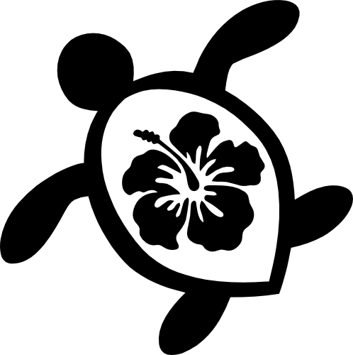 (s022-2B) Tropical Sea Turtles Hibiscus Flower