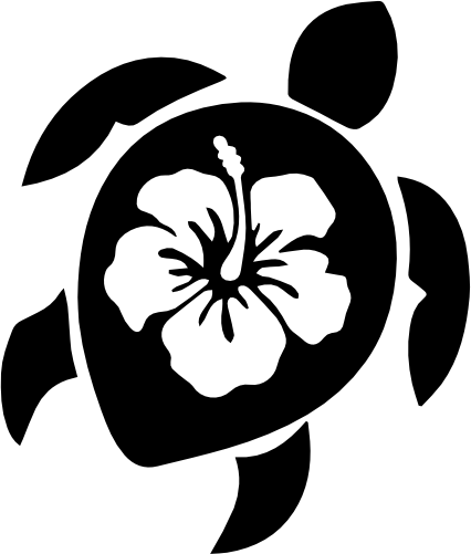 (s022-2D) Tropical Sea Turtles Hibiscus Flower