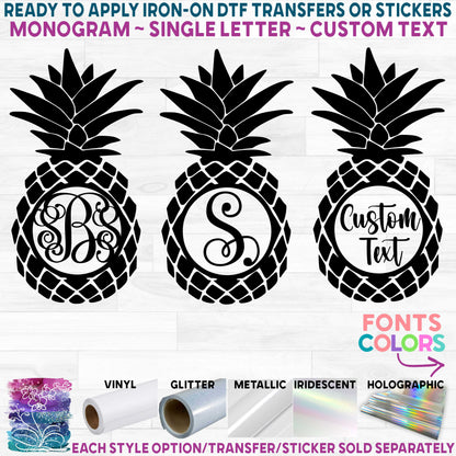 (s230-2B) Pineapple Monogram Printed Heat Transfer or Sticker