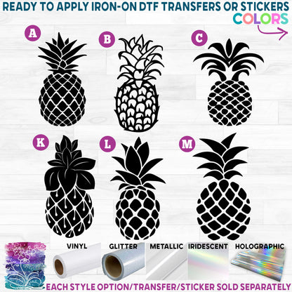 (s230-1) Pineapple Silhouette Printed Heat Transfer or Sticker