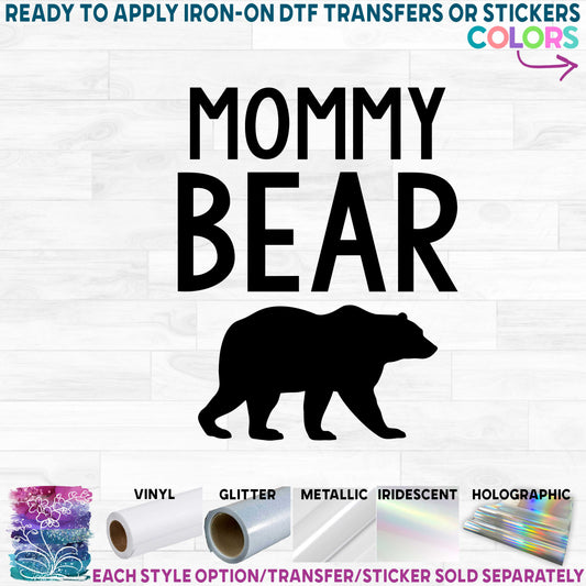 (s232-A2) Bear Family Mama, Papa, Baby, Brother, Sister Custom Text Printed Heat Transfer or Sticker