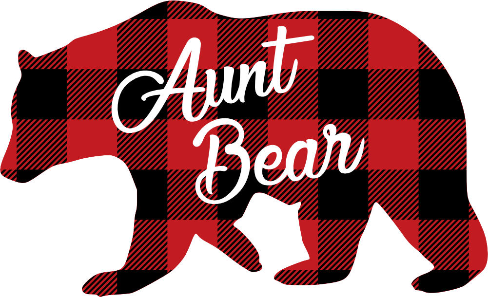 (s232-CC) Left Bear Family Custom Text Buffalo Plaid