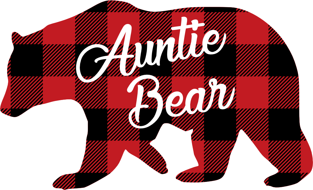 (s232-CC) Left Bear Family Custom Text Buffalo Plaid