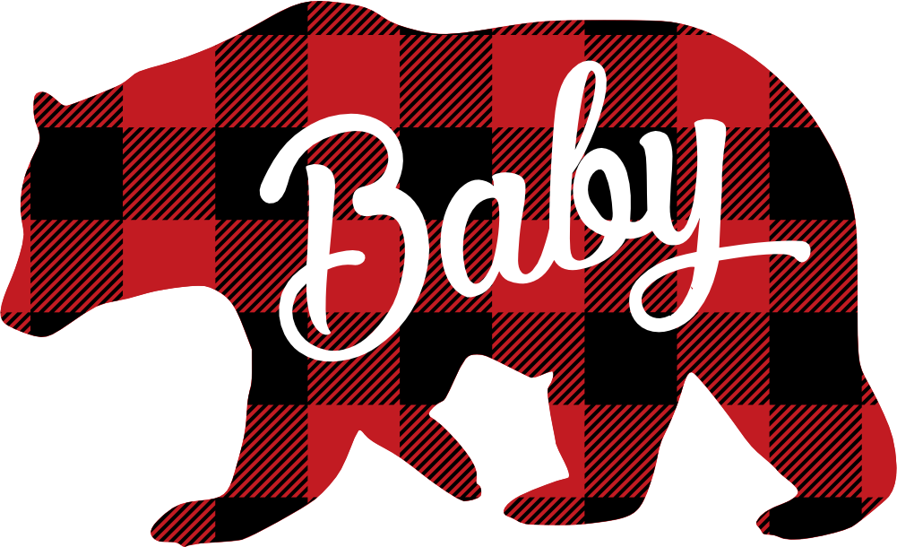 (s232-CC) Left Bear Family Custom Text Buffalo Plaid