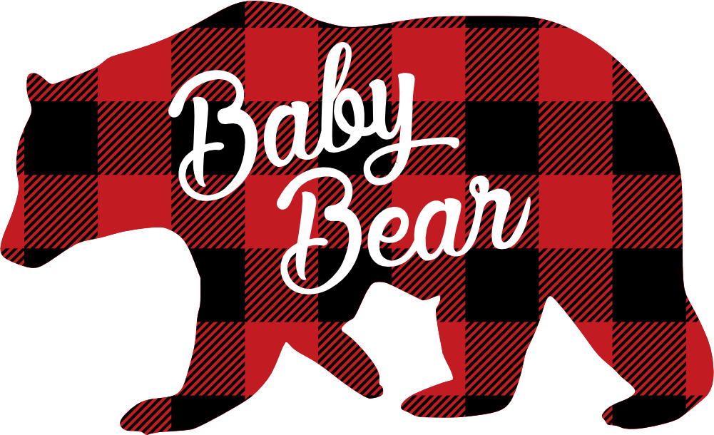 (s232-CC) Left Bear Family Custom Text Buffalo Plaid