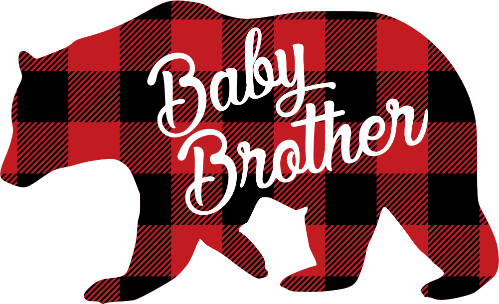 (s232-CC) Left Bear Family Custom Text Buffalo Plaid