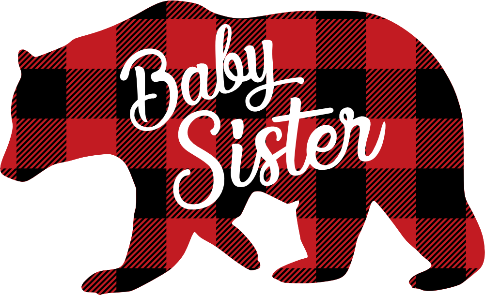 (s232-CC) Left Bear Family Custom Text Buffalo Plaid