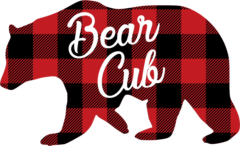 (s232-CC) Left Bear Family Custom Text Buffalo Plaid