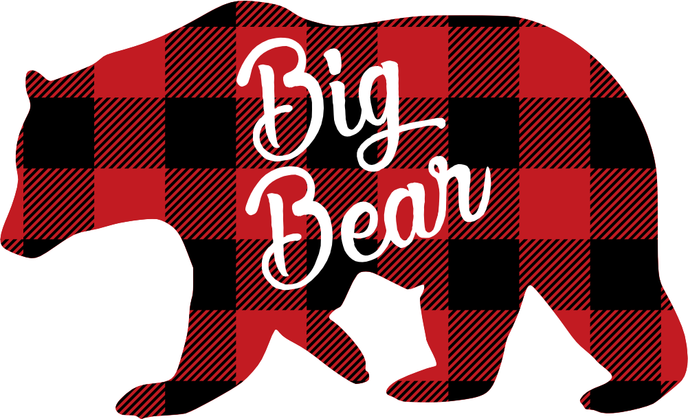 (s232-CC) Left Bear Family Custom Text Buffalo Plaid