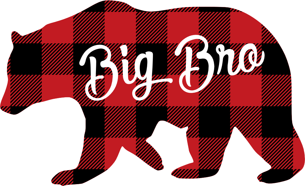 (s232-CC) Left Bear Family Custom Text Buffalo Plaid