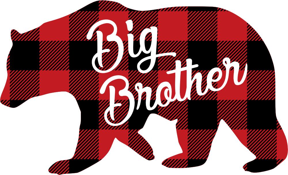 (s232-CC) Left Bear Family Custom Text Buffalo Plaid