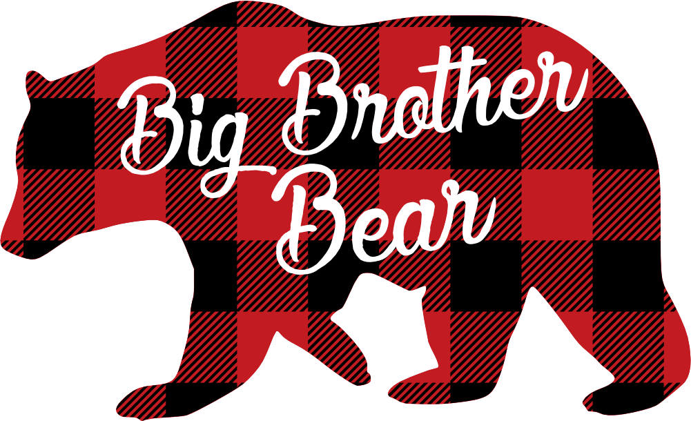 (s232-CC) Left Bear Family Custom Text Buffalo Plaid