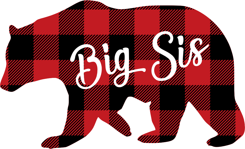 (s232-CC) Left Bear Family Custom Text Buffalo Plaid