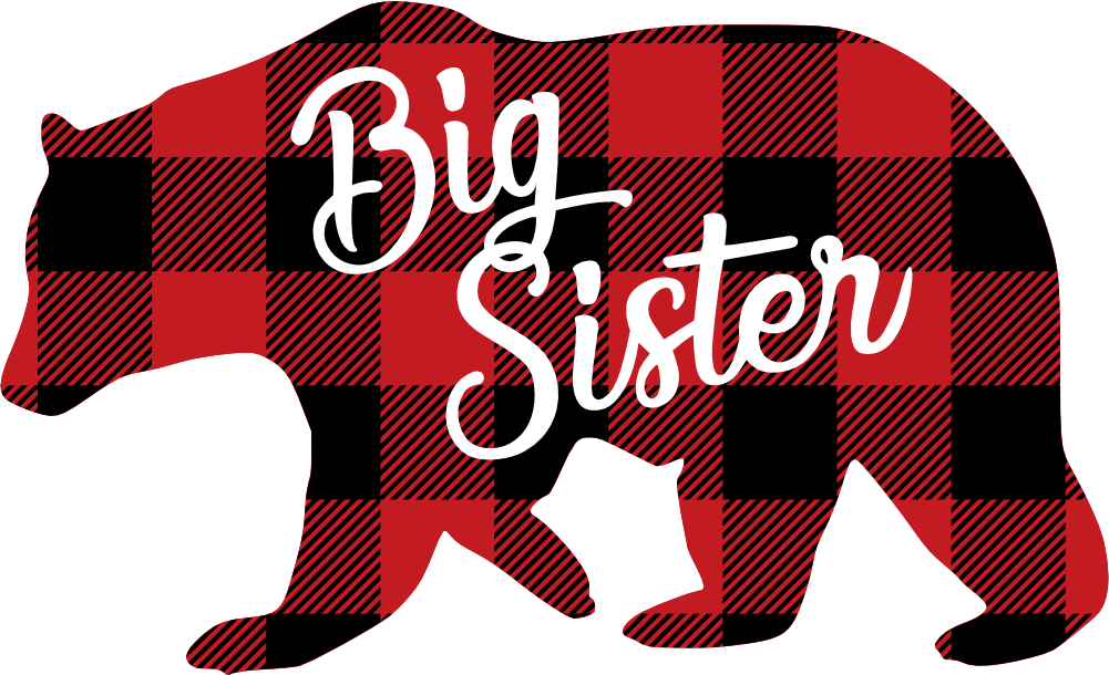 (s232-CC) Left Bear Family Custom Text Buffalo Plaid