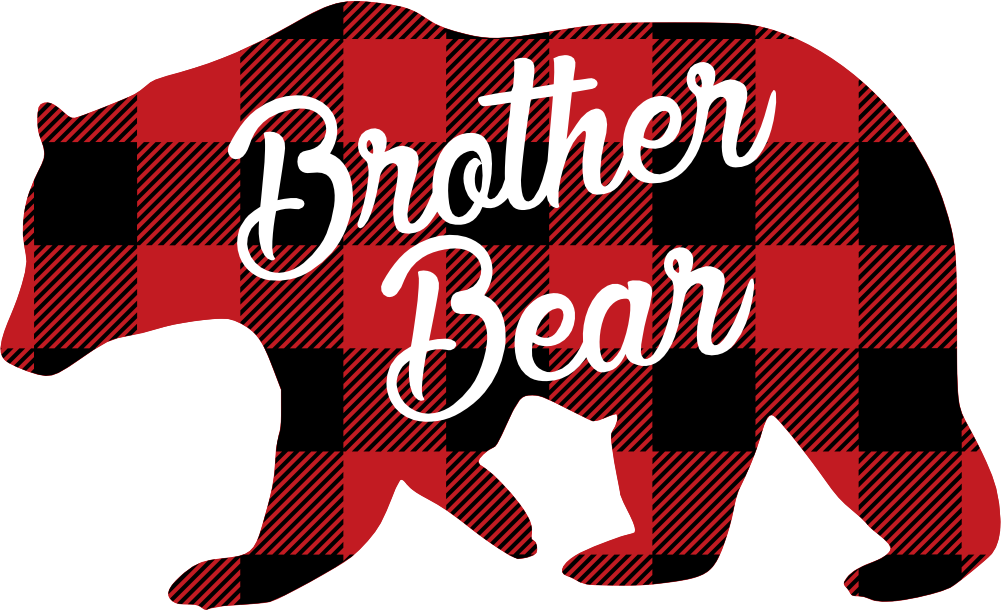 (s232-CC) Left Bear Family Custom Text Buffalo Plaid