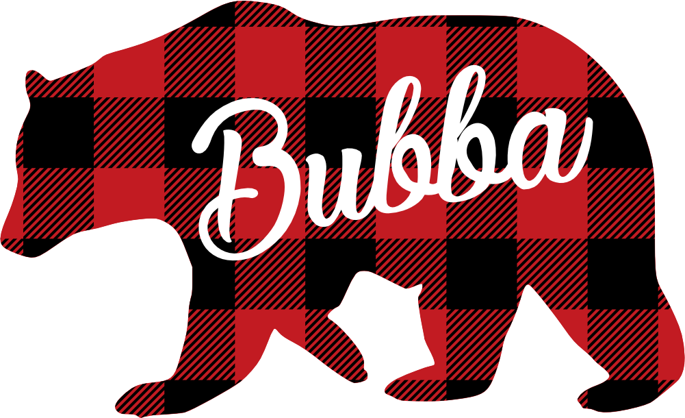 (s232-CC) Left Bear Family Custom Text Buffalo Plaid