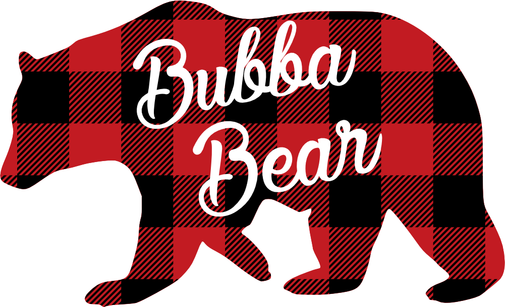 (s232-CC) Left Bear Family Custom Text Buffalo Plaid