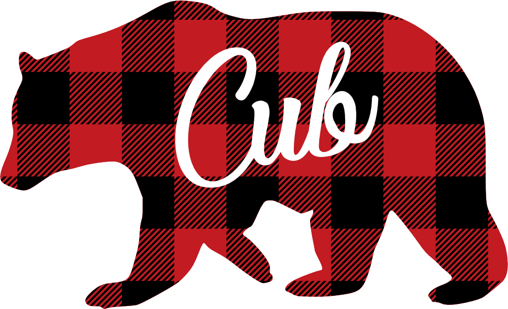 (s232-CC) Left Bear Family Custom Text Buffalo Plaid