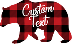 (s232-CC) Left Bear Family Custom Text Buffalo Plaid