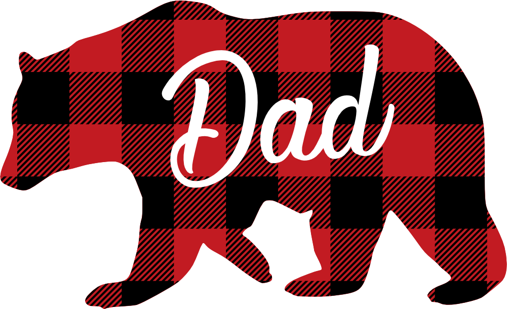 (s232-CC) Left Bear Family Custom Text Buffalo Plaid