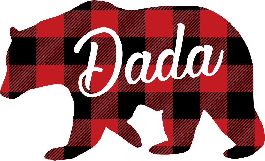 (s232-CC) Left Bear Family Custom Text Buffalo Plaid