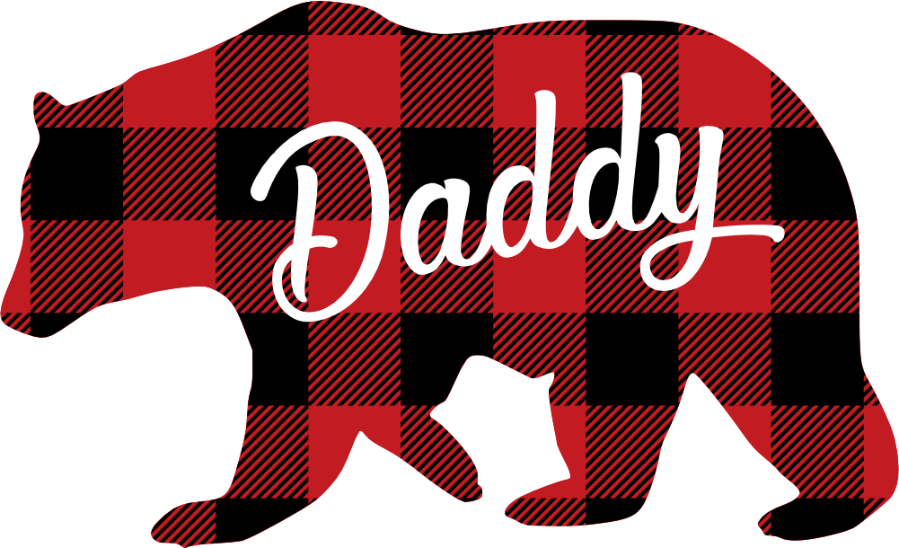 (s232-CC) Left Bear Family Custom Text Buffalo Plaid
