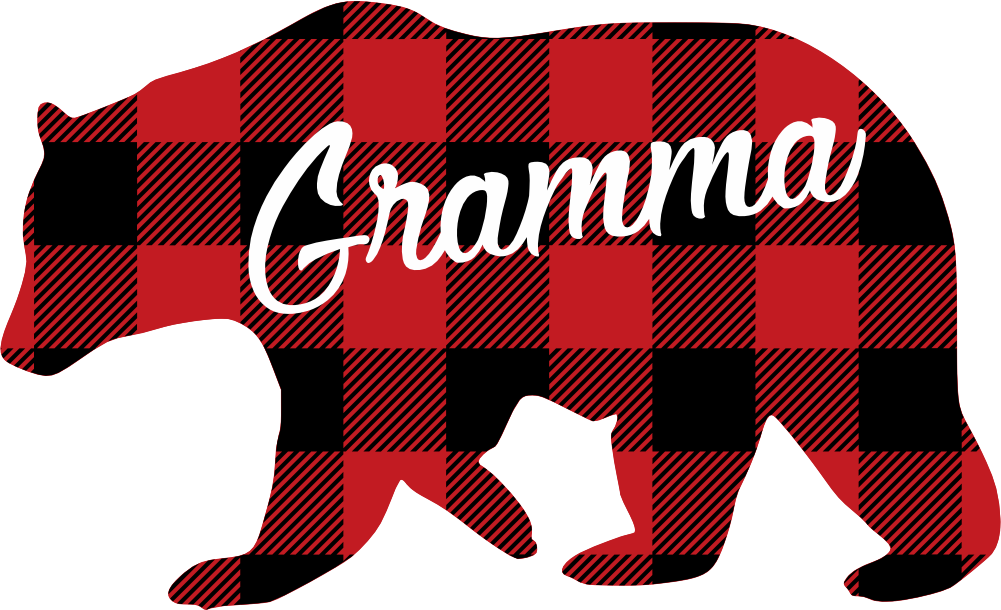 (s232-CC) Left Bear Family Custom Text Buffalo Plaid
