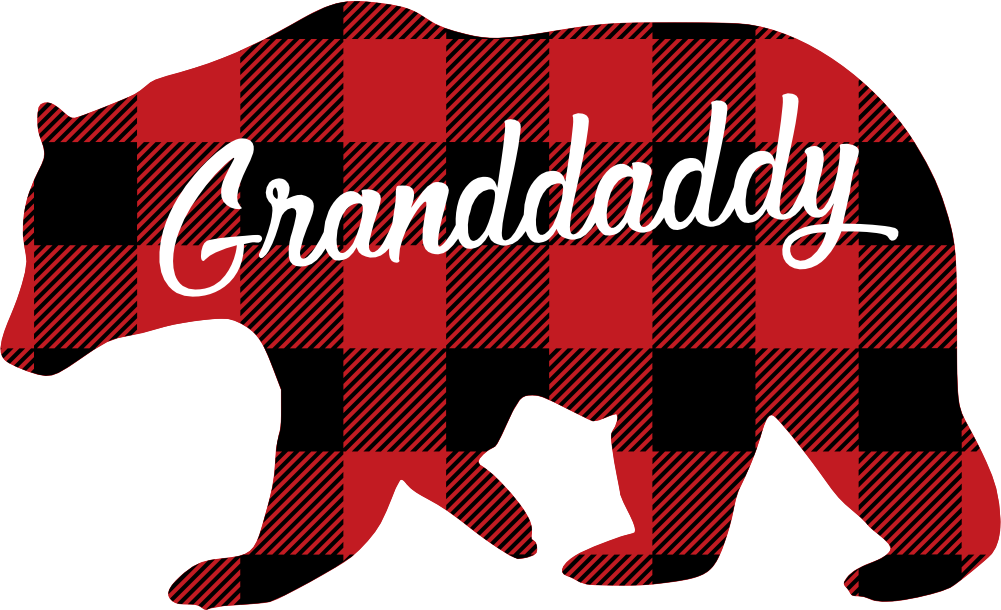 (s232-CC) Left Bear Family Custom Text Buffalo Plaid