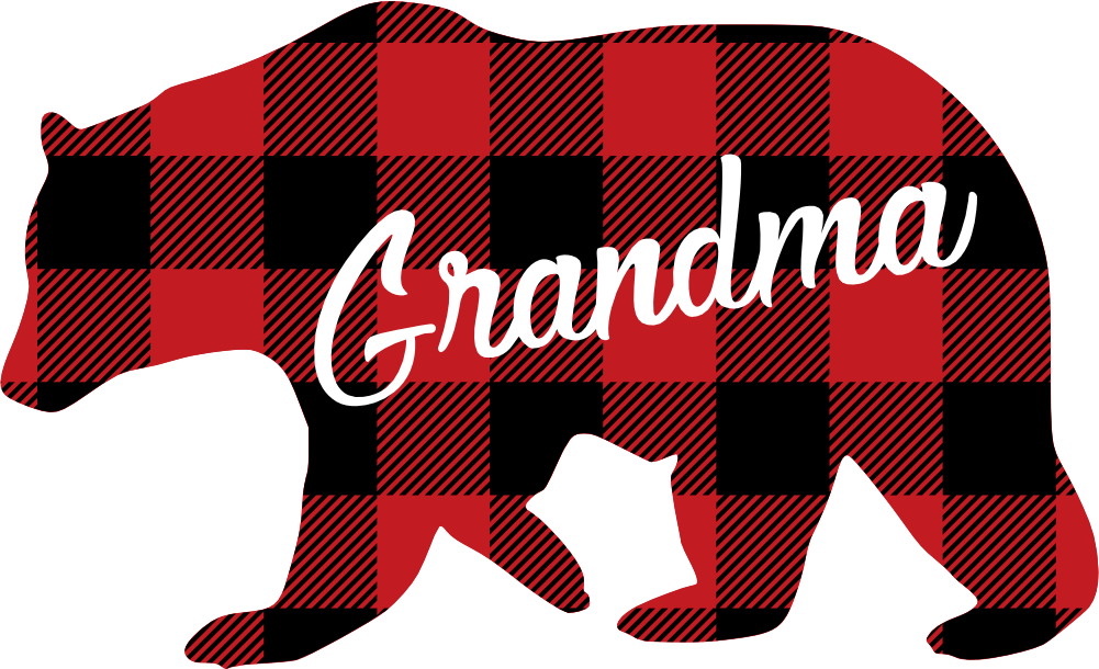 (s232-CC) Left Bear Family Custom Text Buffalo Plaid