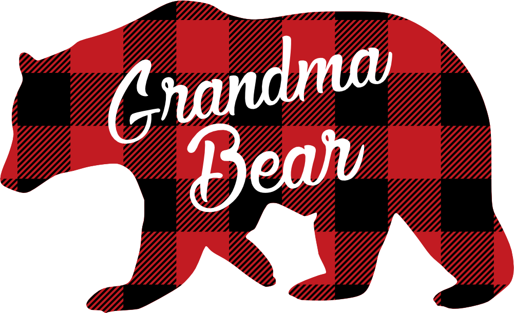 (s232-CC) Left Bear Family Custom Text Buffalo Plaid