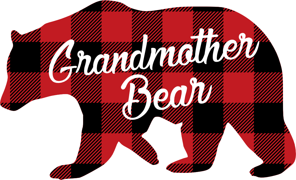 (s232-CC) Left Bear Family Custom Text Buffalo Plaid
