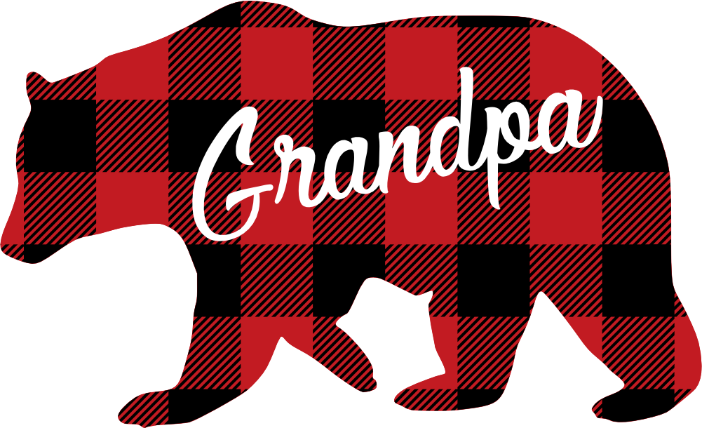 (s232-CC) Left Bear Family Custom Text Buffalo Plaid
