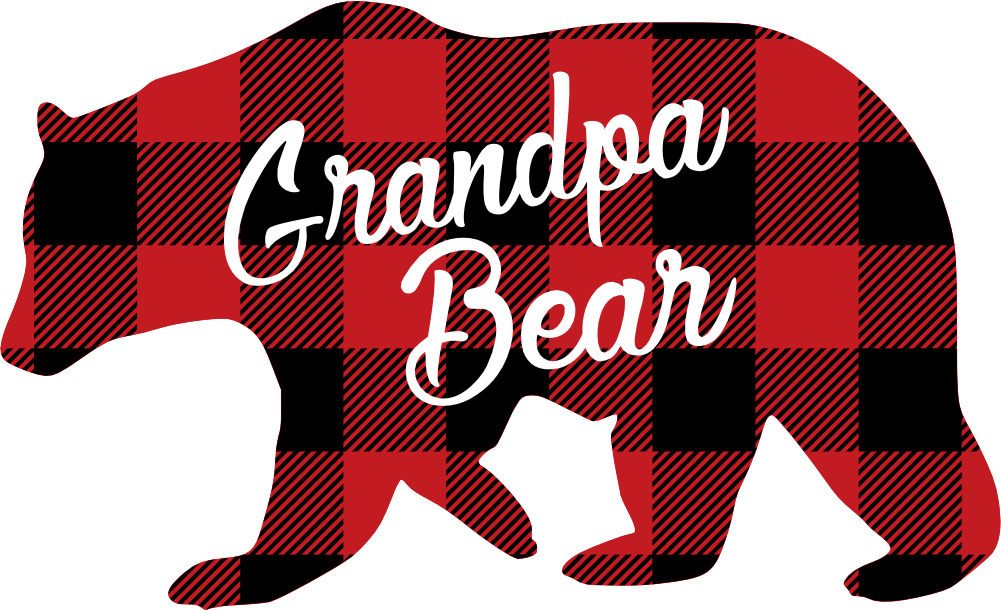 (s232-CC) Left Bear Family Custom Text Buffalo Plaid