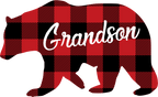 (s232-CC) Left Bear Family Custom Text Buffalo Plaid