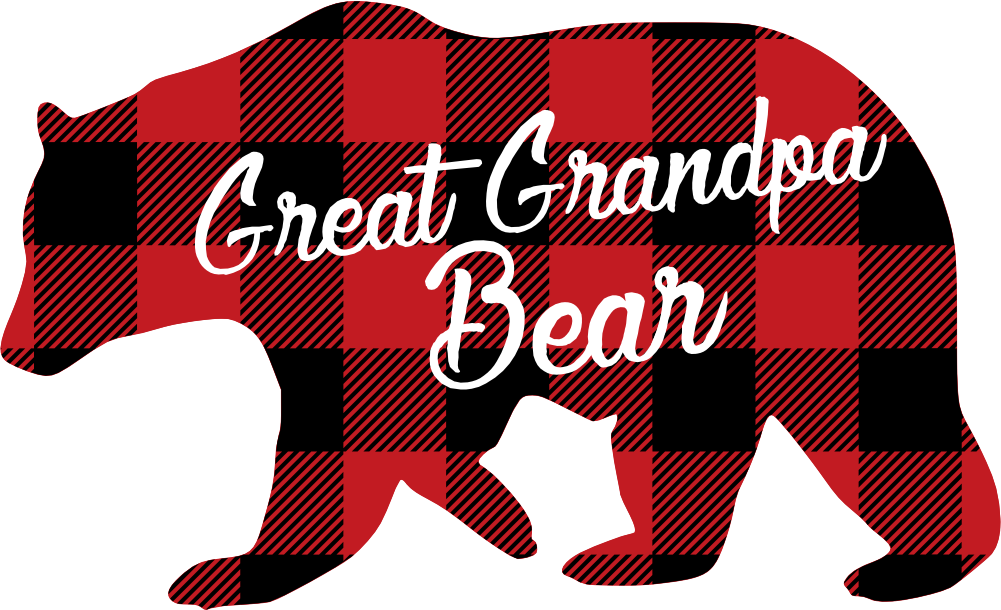 (s232-CC) Left Bear Family Custom Text Buffalo Plaid