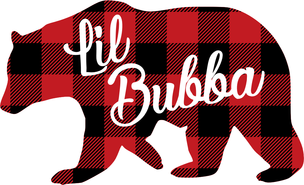 (s232-CC) Left Bear Family Custom Text Buffalo Plaid