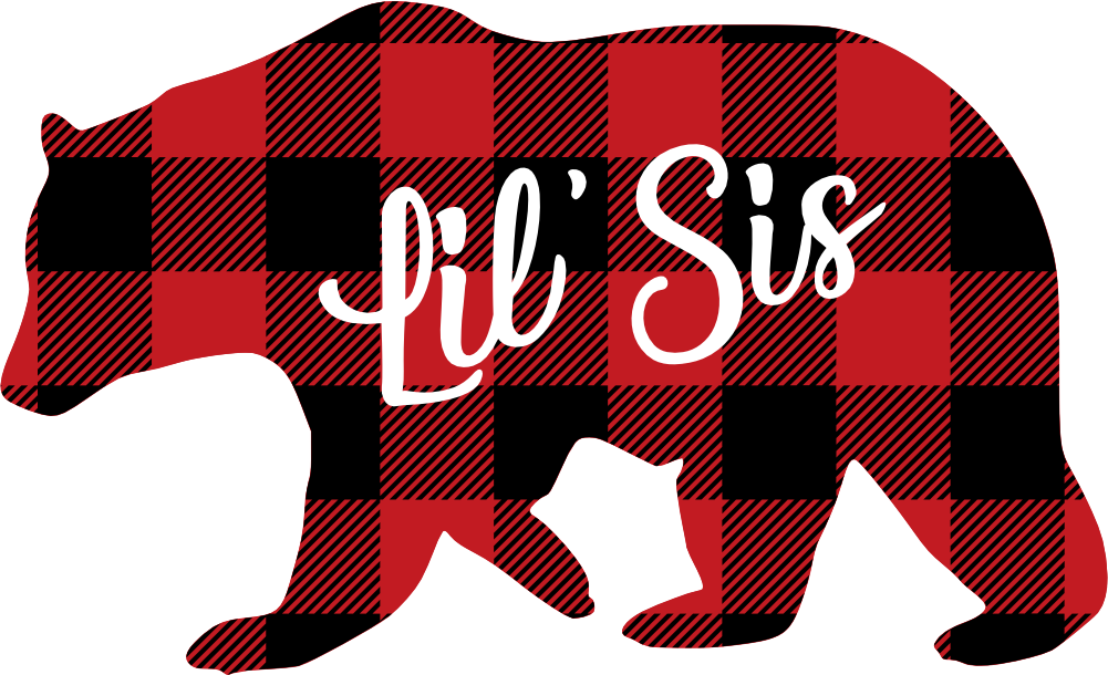 (s232-CC) Left Bear Family Custom Text Buffalo Plaid