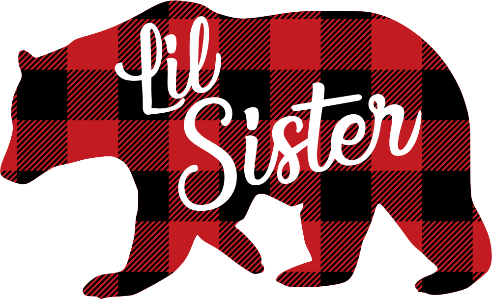 (s232-CC) Left Bear Family Custom Text Buffalo Plaid