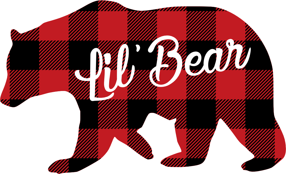 (s232-CC) Left Bear Family Custom Text Buffalo Plaid