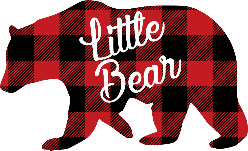 (s232-CC) Left Bear Family Custom Text Buffalo Plaid