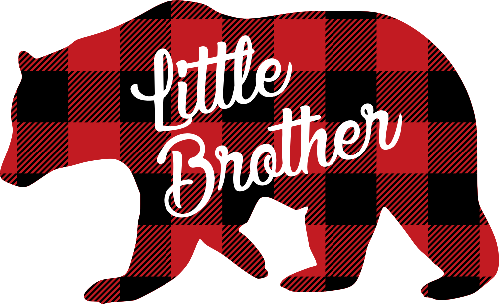 (s232-CC) Left Bear Family Custom Text Buffalo Plaid