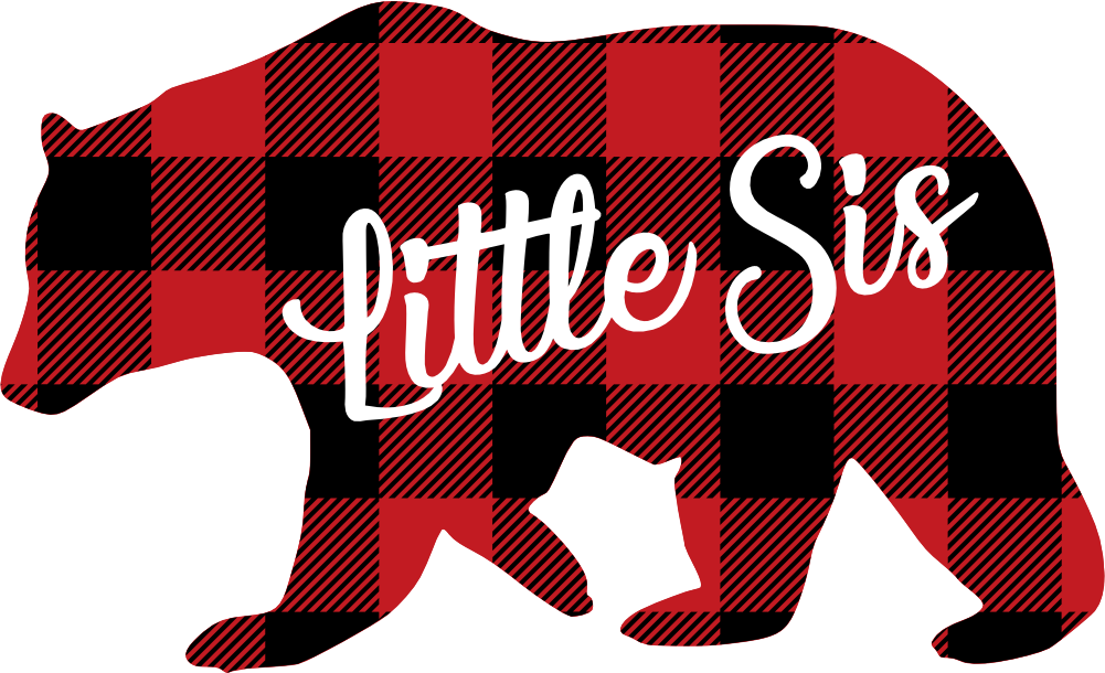 (s232-CC) Left Bear Family Custom Text Buffalo Plaid