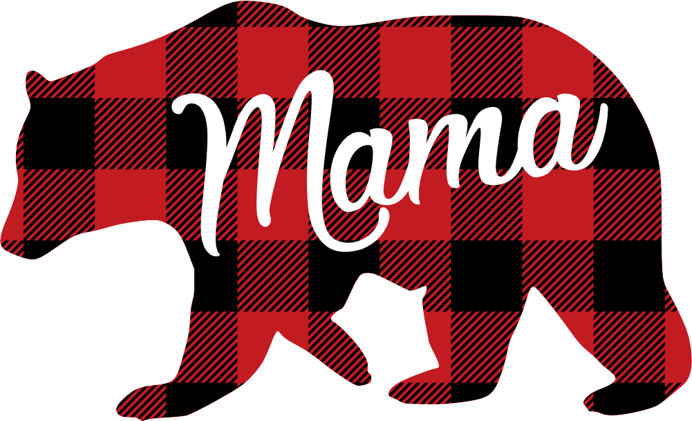 (s232-CC) Left Bear Family Custom Text Buffalo Plaid