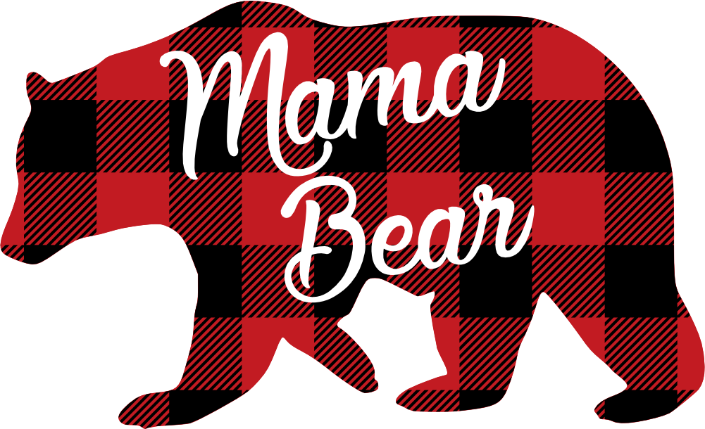 (s232-CC) Left Bear Family Custom Text Buffalo Plaid
