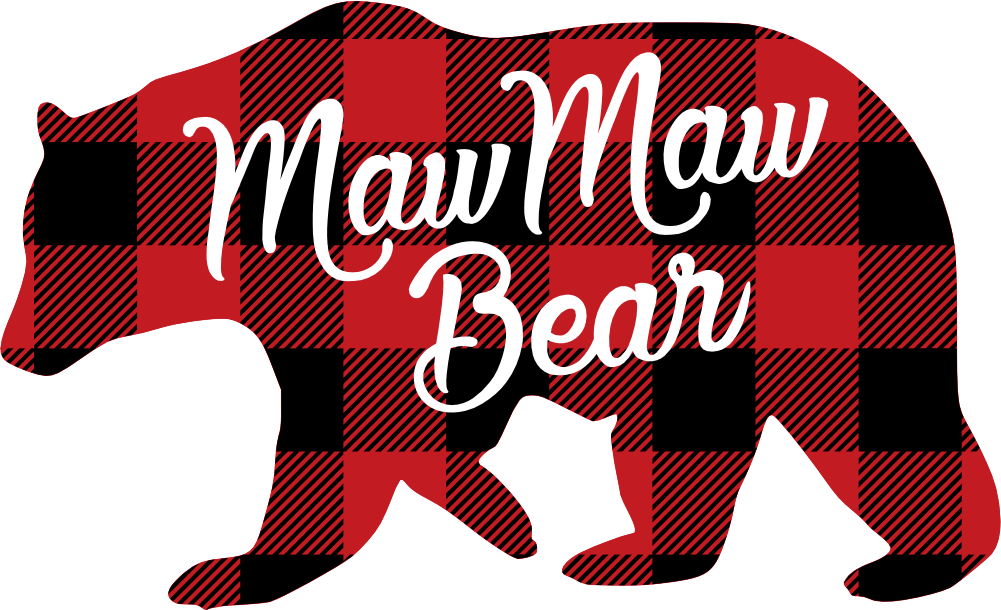 (s232-CC) Left Bear Family Custom Text Buffalo Plaid