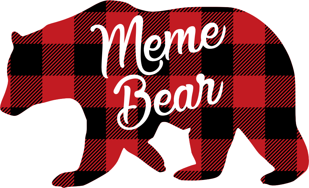 (s232-CC) Left Bear Family Custom Text Buffalo Plaid