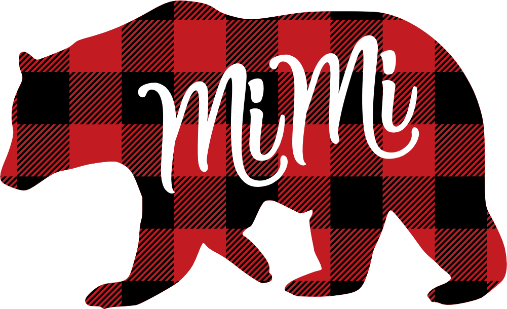 (s232-CC) Left Bear Family Custom Text Buffalo Plaid