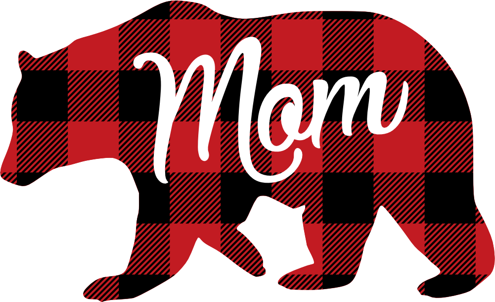 (s232-CC) Left Bear Family Custom Text Buffalo Plaid